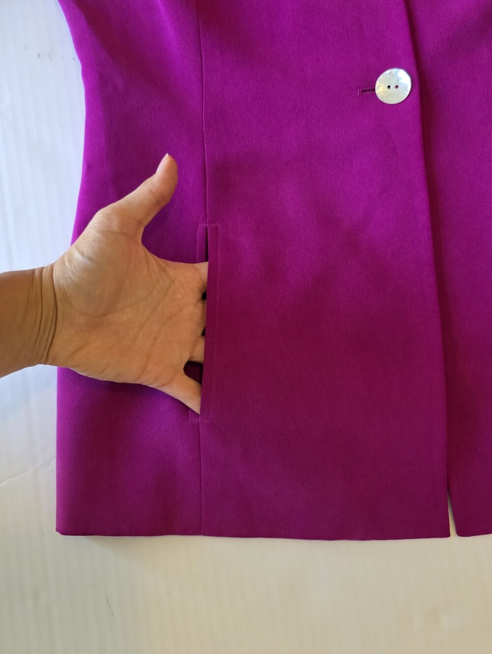 Jones new york 2 Pices Silk Magenta Pant Suit Women Quiet Luxury Minimalist Sz 8 - Picture 7 of 14